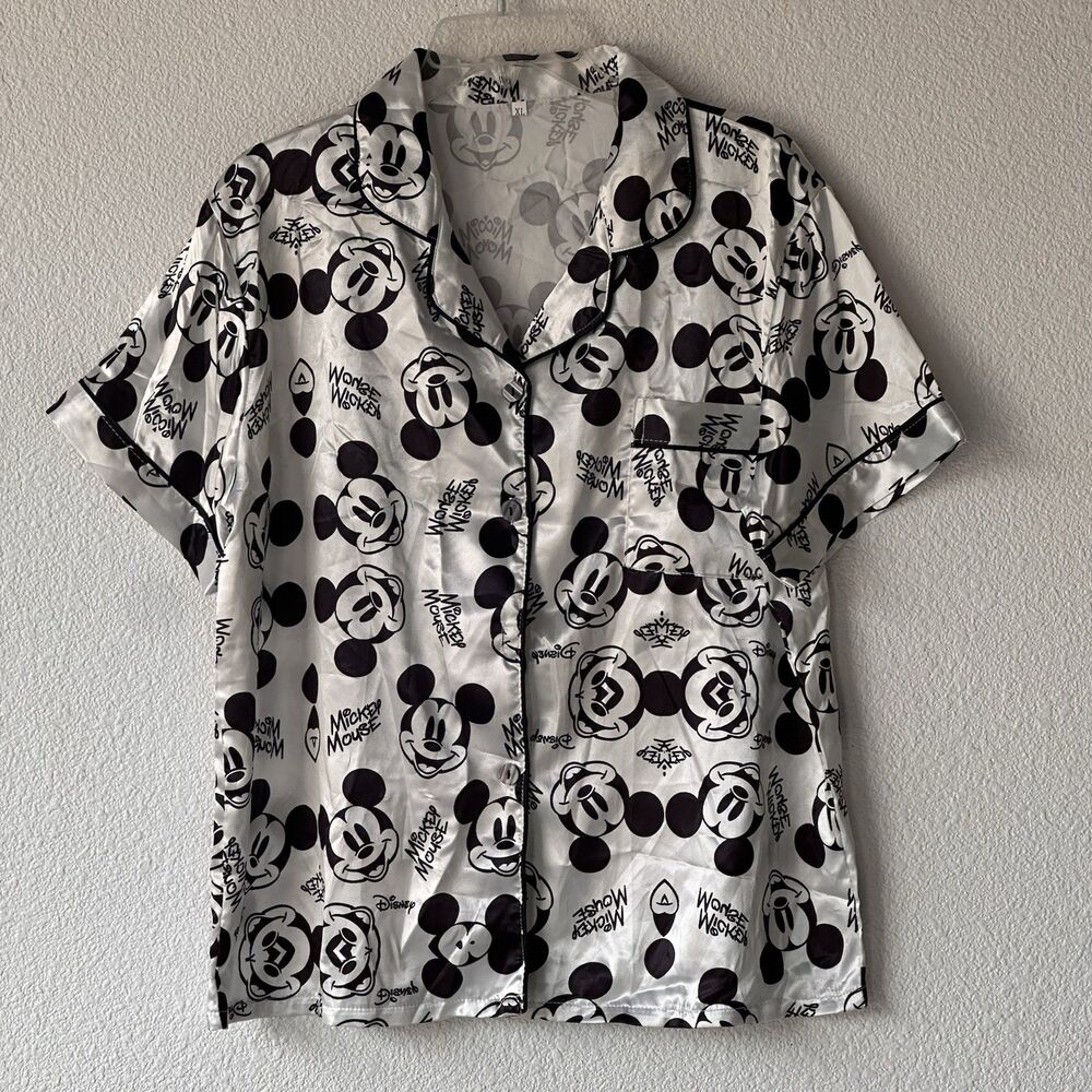 Mickey Mouse Pajama Set Women's Size XL Black/White Shorts andTop Sleepwear - Picture 6 of 11